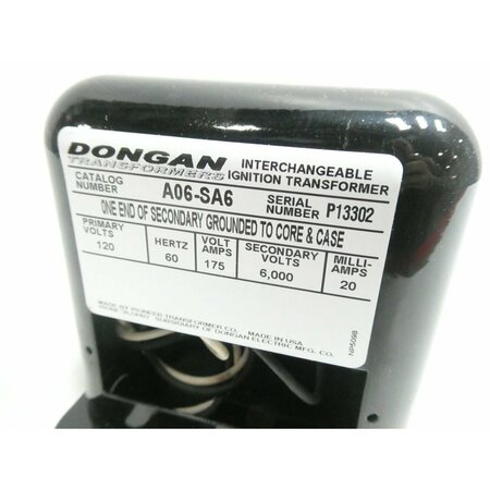 Dongan DONGAN A06-SA6 IGNITION 175VA 120V-AC 6000V-AC OTHER TRANSFORMER A06-SA6